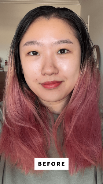 Allure commerce editor Sarah Han before applying the Pureology Smooth Gloss Mask