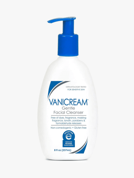 Vanicream Gentle Facial Cleanser in branded component on a light gray background